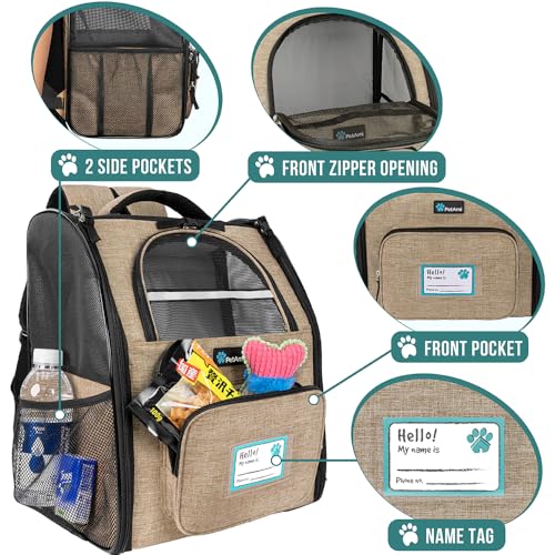 Dog Backpack Carrier Airline Approved Cat Pet Puppy Bag (Heather Taupe)