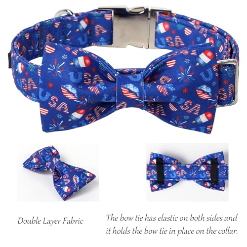 4th of July Dog Collar with Bowtie (Popsicle USA / Large (Pack of 1))
