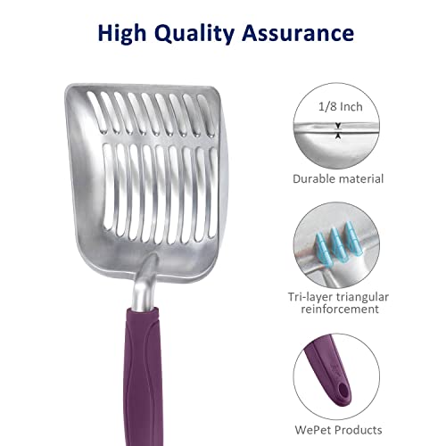 Cat Litter Scoop (Small / FLAT Aluminum \ #07 Violet Handle)