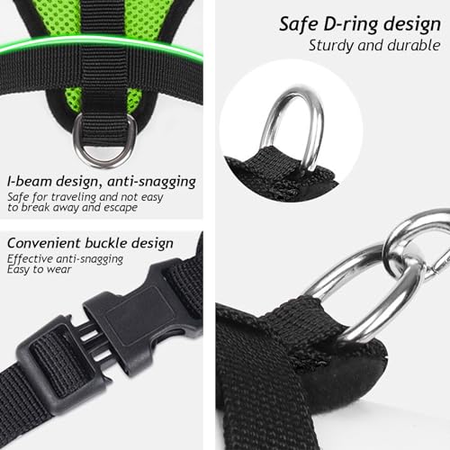 Green Cat Harness and Leash Set (green / S：(Neck:9.44" chest:11.02"-14.96"))