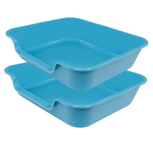 Extra Large Low Entry ABS Cat Litter Box (Large (Pack of 2) / Light Blue)