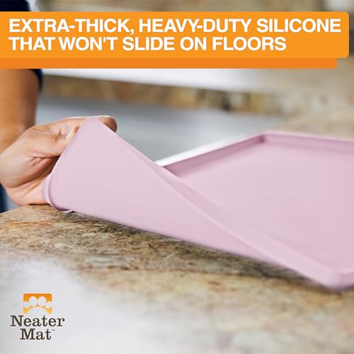 Neater Mat Pet Mats for Food and Water (32"L x 24"W / Light Pink)