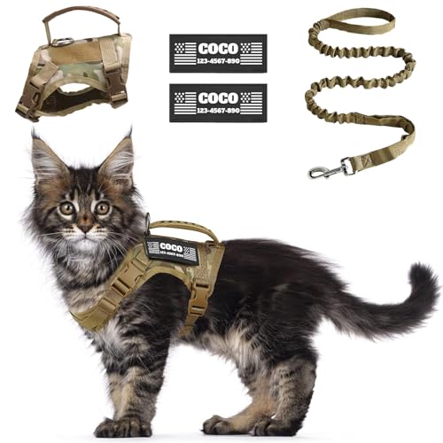 Escape Proof Tactical Cat Harness with Custom Patches (Camo)
