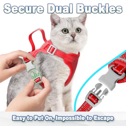 Cat Harness and Leash Set Escape Proof for Kitten Walking (XX-Small / Red)