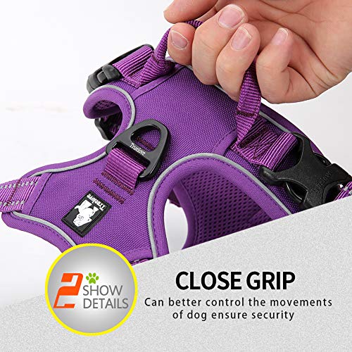 Truelove No Pull Dog Harness with Easy Control Handle and 2 Leash Attachments (Large / purple)