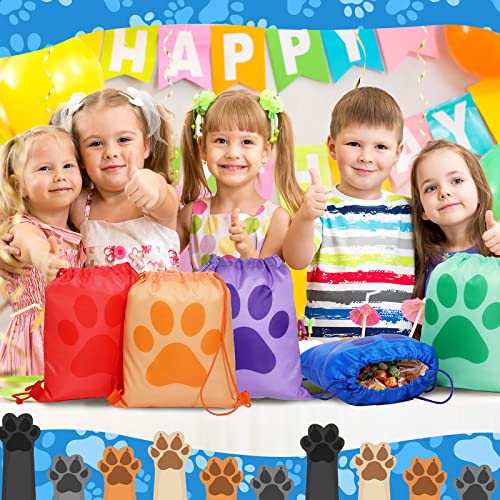 14 Pcs Paw Print Drawstring Bags Bulk
