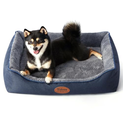 Orthopedic Dog Bed Medium Size Dog (26.4"L x 21.7"W x 6.2"Th / Navy Blue-Velvet)