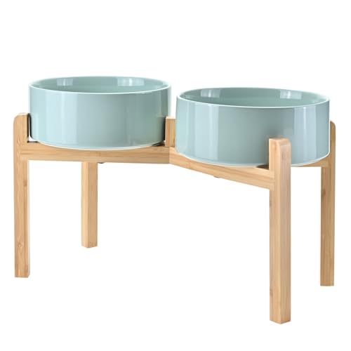 Elevated Dog Bowls Ceramic (8.3 in - 7.6 cups / Light Green)