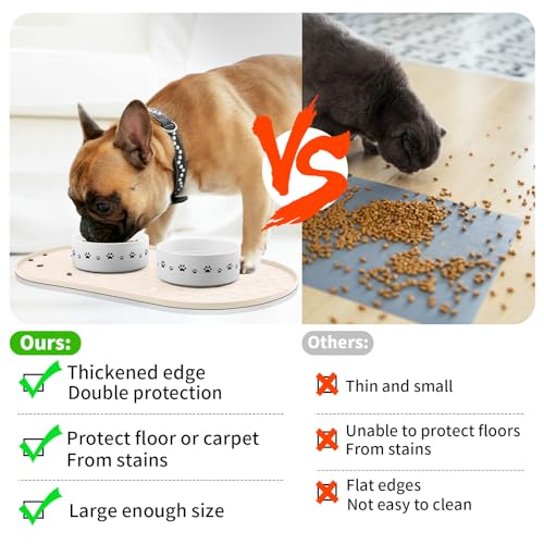 Dog Food Mat Spill (Beige / 19"L x 12"W)
