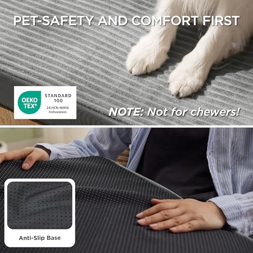 ComfyFleece Large Dog Bed for Crate with Washable Cover (35x22x2.8 / Charcoal Grey)