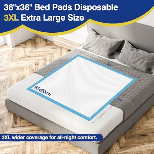 Disposable Bed Pads 36" x 36" 50 Count (36"x36"(50 Count))