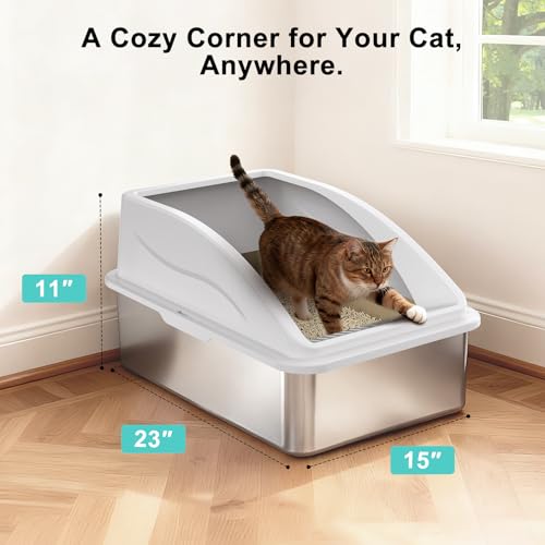 Stainless Steel Litter Box (Silver Gray / X-Large)