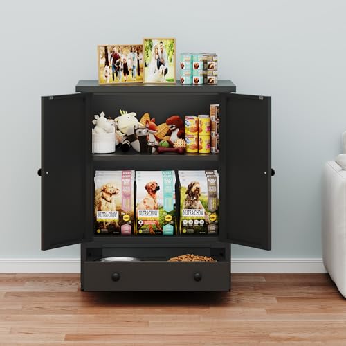 Dog Feeding Station with Storage (Black)