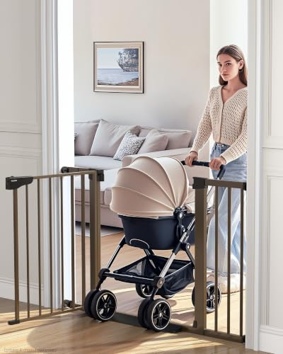 30 46" Baby Gate for Stairs (Brown / 30"-46" W x 30.5" H)
