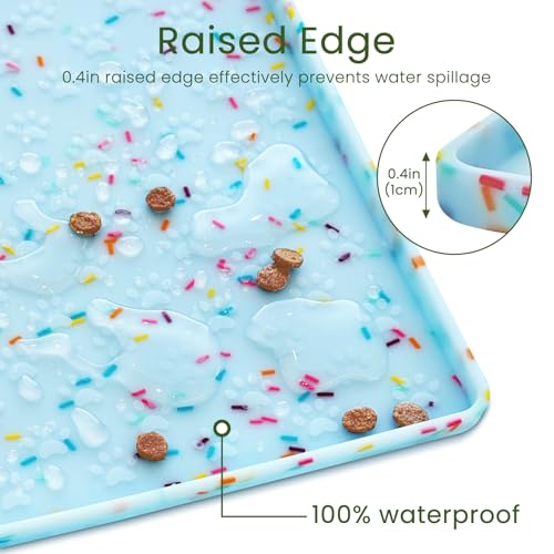 Dog Food Mat Anti (24.5"L x 16.5"W / Donut-Blue)