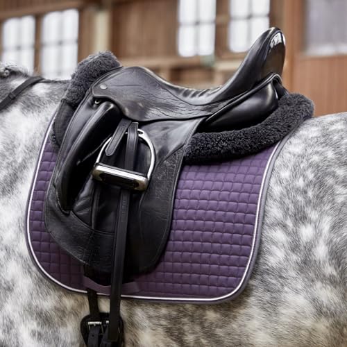 Adepto Padded All Purpose Quilted Equestrian Saddle Pad for Horses with Two (Blackcurrant Purple / Horse)