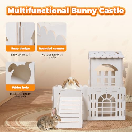 Large Rabbit House with 2PCS Rabbit Scratch Mat