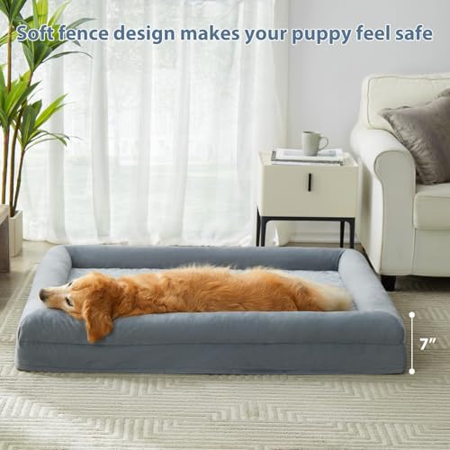 XL Extra Large Orthopedic for Senior Dog Bed Comfy Sleeping (Grey / X-L (41x28x7in))