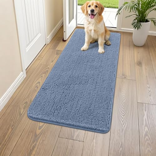Dog Door Mat for Muddy Paws 47x17 (Airy Blue / 47"X17")