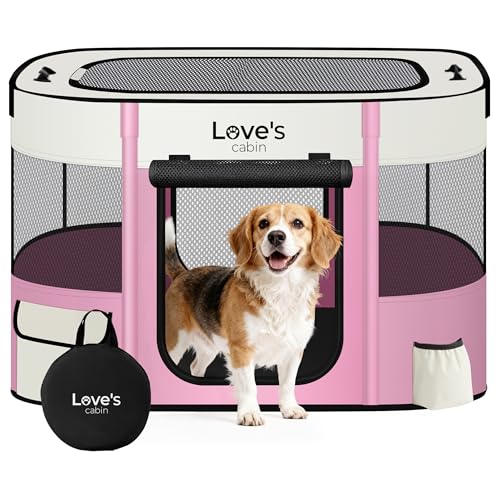 Pet Puppy Dog Playpen (Light Pink / Large)