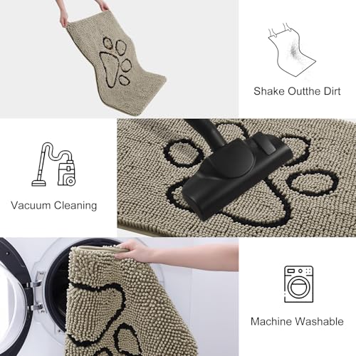 Dog Door Mat for Muddy Paws (36"X24" / Warm Taupe and Black)