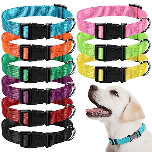 9 Pcs Adjustable Dog Collars Set for Litter (Bright Colors / Medium)