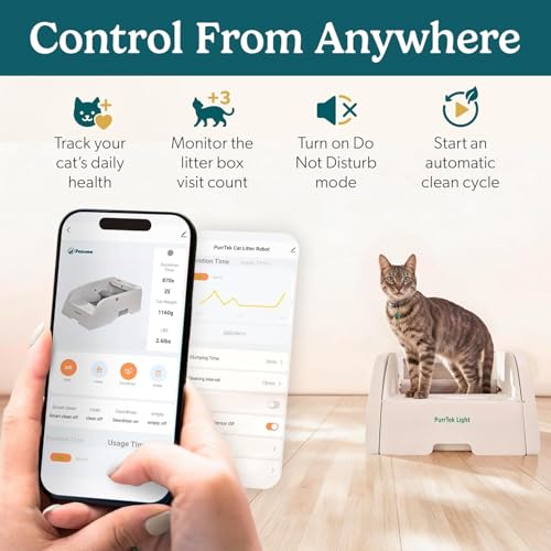 PurrTek Light Open Top Automatic Litter Box Self Cleaning 5GHz WiFi