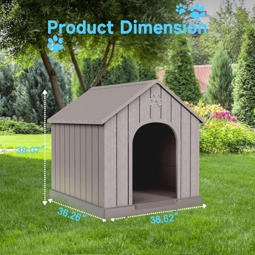 Dog House Outdoor Large Breed (Grey / 38.62*36.26*38.07)