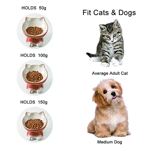 Elevated Cat Bowls (6.8 OZ+15.5 OZ / Brown)