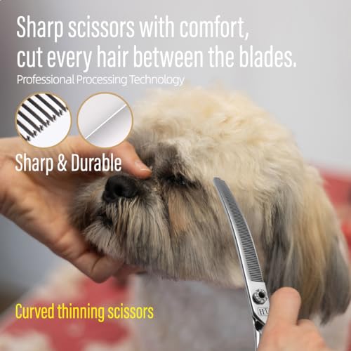 7.0" Professional Dog Curved Thinning Shears for Grooming (Curved Thinning / 7.0 inch)