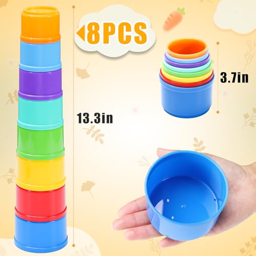 8 Pcs Stacking Cups for Bunny (Rainbow)