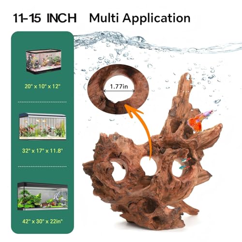 Driftwood for Aquarium Natural Aquarium Wood for Aquascaping Fish Tank Decorations Reptile Tank Decor (11''-15")