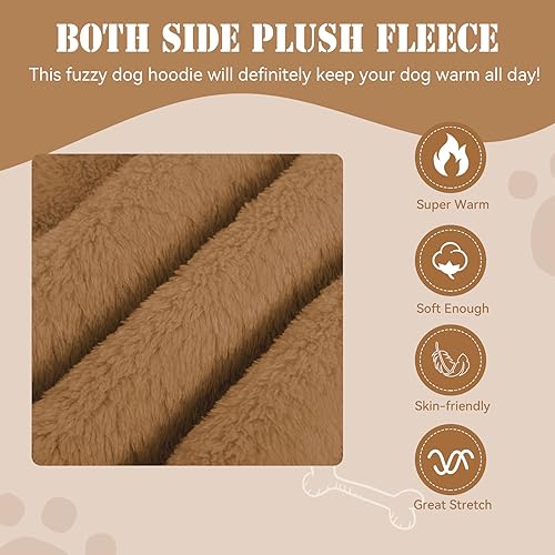 Fuzzy Dog Sweaters for Large Dogs Pet Hoodie Clothes Warm Soft Pet Coats Hooded Sweatshirt Dog Sweaters for Extra Large Dogs (XX-Large / Coffee)