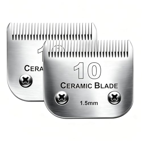 2PC 10 Blade Dog Grooming Clipper Blades Compatible with Andis Dog Clipper (2pc 10:1/16''(1.5mm))