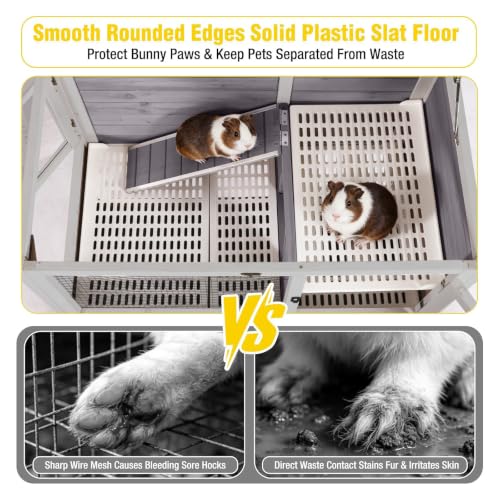 Wooden Guinea Pig Cages Indoor with Removable Stand (Grey & Purple)