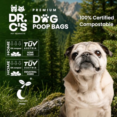 100% Certified Compostable Dog Poop Bags (120 Bags)