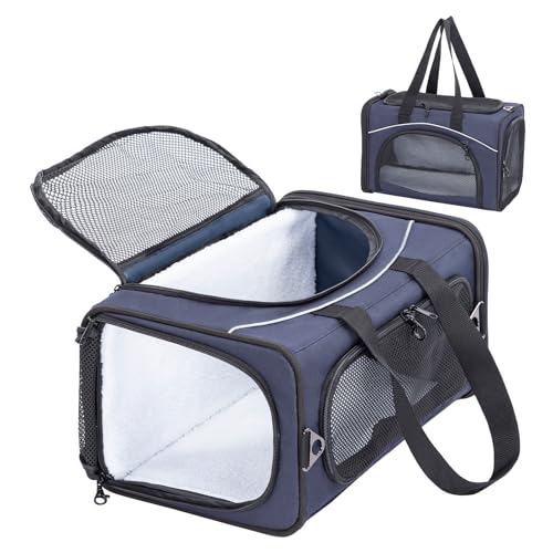 Airline Cat Carrier for Small Cats (Navy / 16.5"L x 8.6"W x 11.0"H)