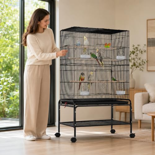 53 Inch Bird Cage with Rolling Stand for Parakeets Cockatiels