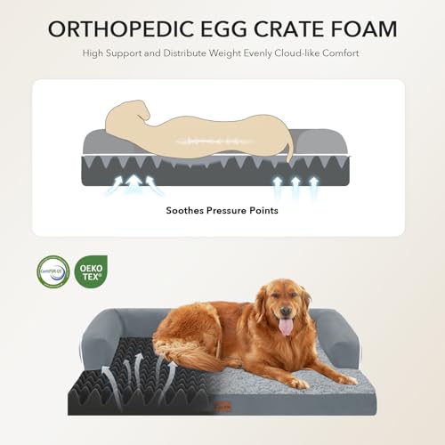 Waterproof Orthopedic Dog Bed for Extra Large Dogs (Grey / 41.0"L x 27.0"W x 8.0"Th)