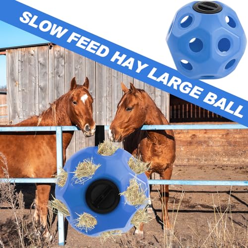 15.75" Extra Large Slow Feed Hay Ball for Horses (Blue)