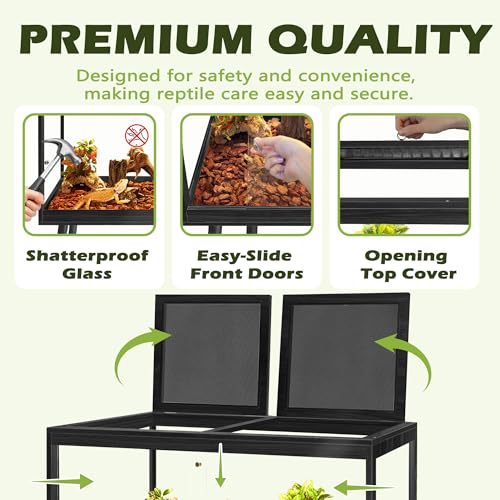 Bearded Dragon Tank with Legs (Black / 60Gallons, 39inch)
