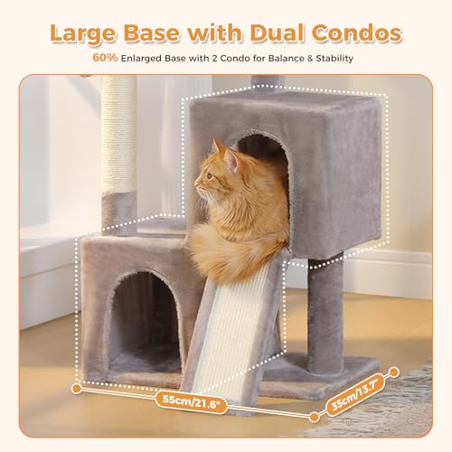 Cat Tree 35" Cat Tower with Dual Condos for Indoor Cats (Gray / 35 Inches)