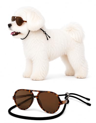 G029 Dog Cat Pet Aviator Sunglasses Glasses for Small Breeds up to 15lbs (Small, Up to 15lbs, Tortoise Brown)