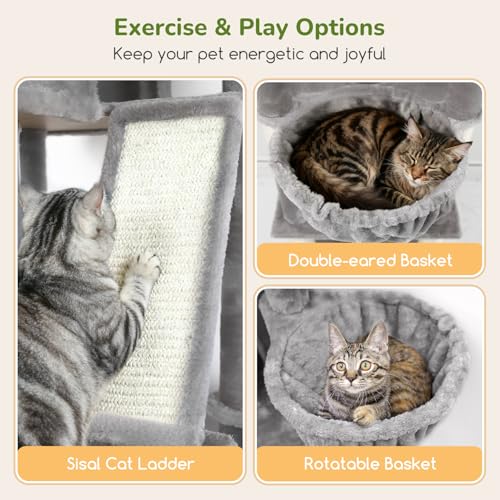 80in Extra Large Tall Corner Cat Tree Tower (80inch / Light Grey)
