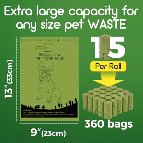 Biodegradable Dog Poop Bags Rolls 360 Count Scented (360 Count (Pack of 1) / Lemon Scent)