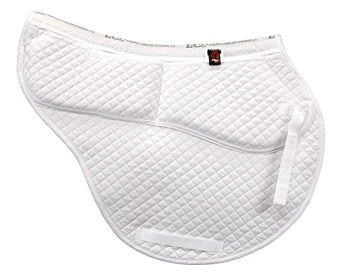 All Purpose Contoured Correction Saddle Pad with Adjustable Memory Foam Inserts for Custom Support (White)