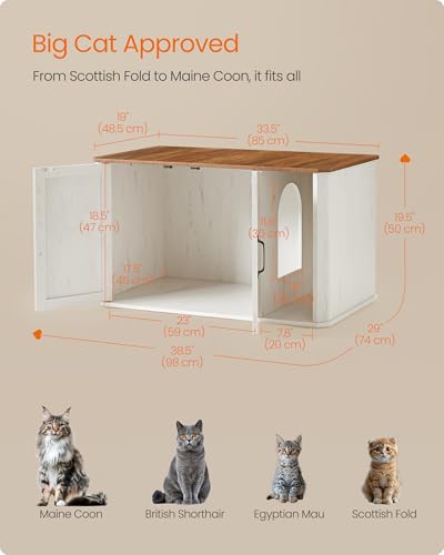 Litter Box Enclosure (Honey Brown + Rustic White / L (33.5"L x 19"W x 19.5"H))