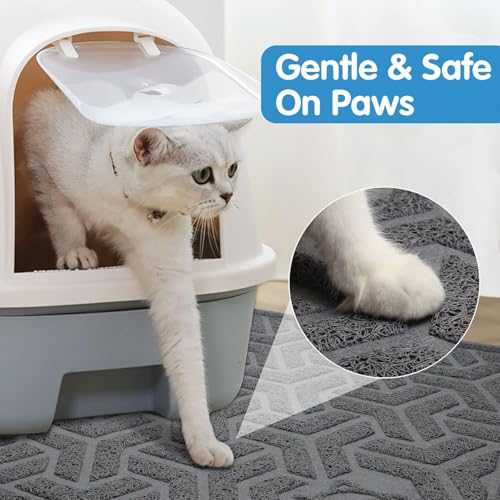 Waterproof Cat Litter Mat Large 35" x 47" Soft on Kitty Paws (G-Gray)