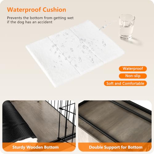 Dog Crate Furniture with Cushion (Greige / 38.5"L x 25.6"W x 26.8"H)