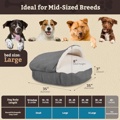 Cozy Cave Dog Bed (35.0"L x 35.0"W x 8.0"Th / Heather Gray)